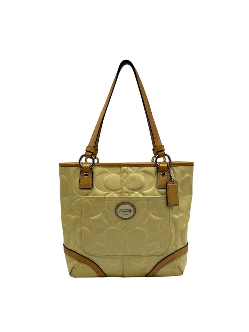 Coach Yellow Peyton Embossed Patent Leather Signature Logo Tote Bag F22322
